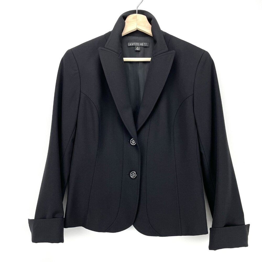Lafayette 148 Womens Black Wool‎ Blazer Size 4